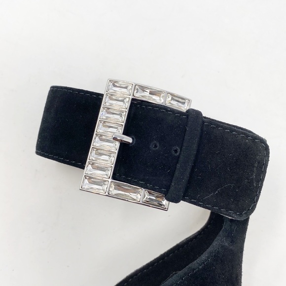 NWOT MICHAEL Michael Kors Giselle Embellished-Buckle Suede Sandals - Picture 9 of 15